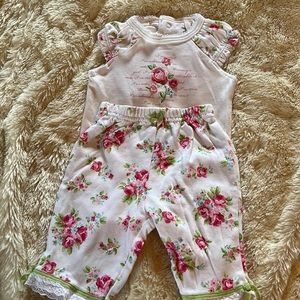 Carters pink & white 2 piece,  cotton, size newborn, $30